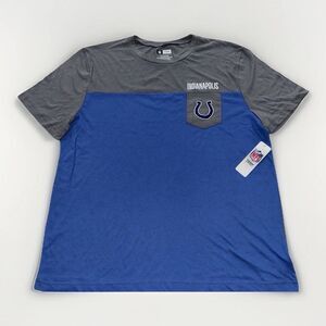 NWT Indianapolis Colts NFL Gray Blue T Shirt With Pocket Mens Medium